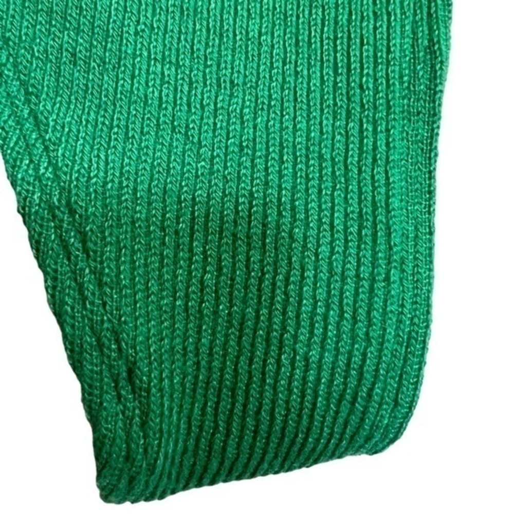 Ribbed Green High Waisted Cheeky Bikini Bottom - Picture 3 of 7